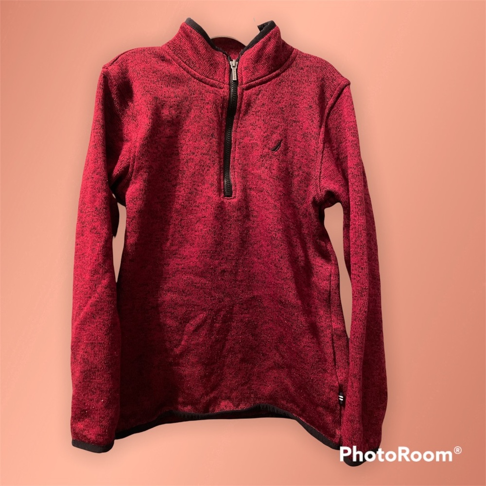 Nautica Boys size 7 Burgundy 1/4 zip sweater.